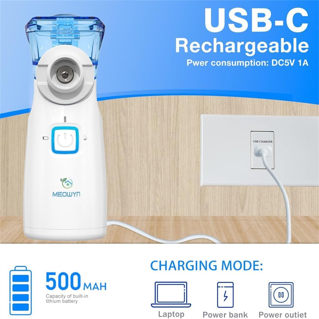 Portable Nebulizer Machine for Adults & Kids, USB-C Rechargeable Nebulizer